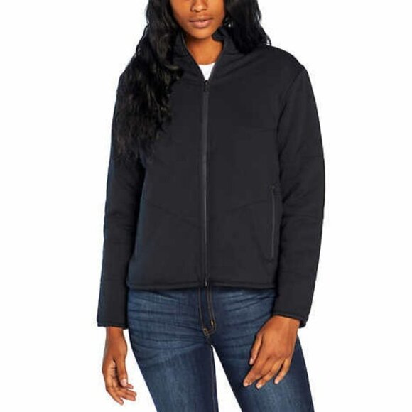 NWT Three Dots Cozy Midweight Insulated Quilted High Low Hem Zip Jacket